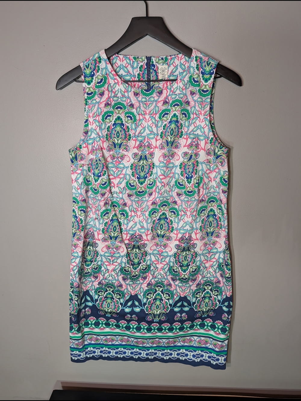 Artisan Ny Sleeveless Mini Dress in Pink, Green & Navy